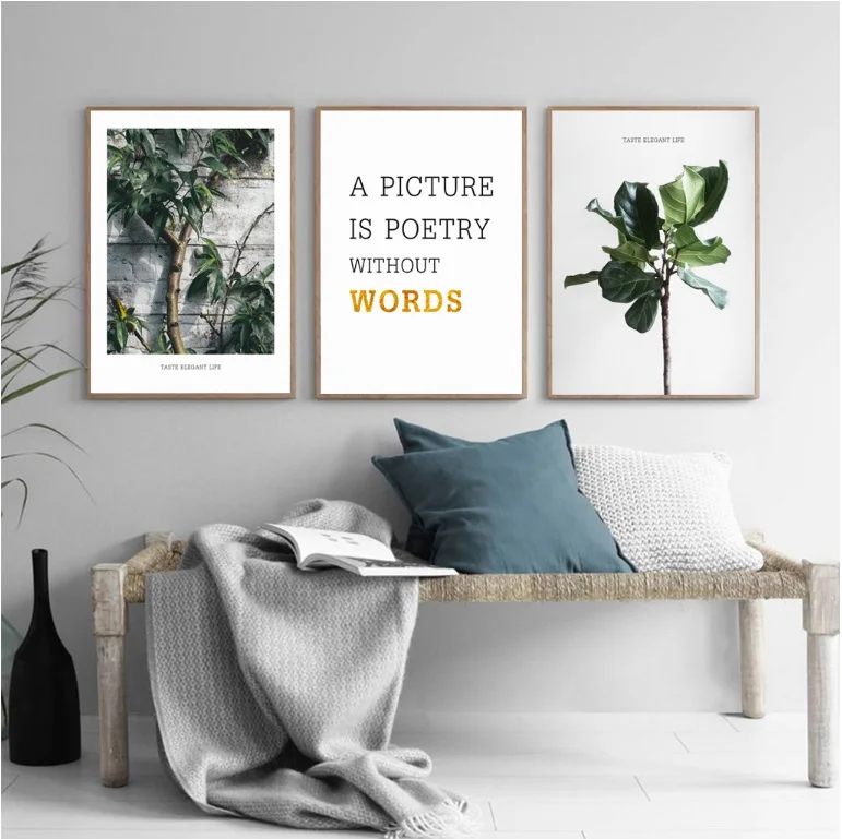 

3 Pieces Decorative Painting Nordic Green Refreshing Plant Modular Picture Wall Art Canvas Painting for Living Room No Framed