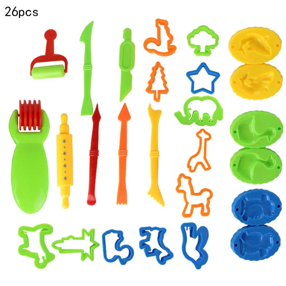 

26 PCS Per Set Children's Game Toy DIY Colorful Mud Tool Animal Mold Set Environmental Friendly Plasticine Tool Clay Dough Tools