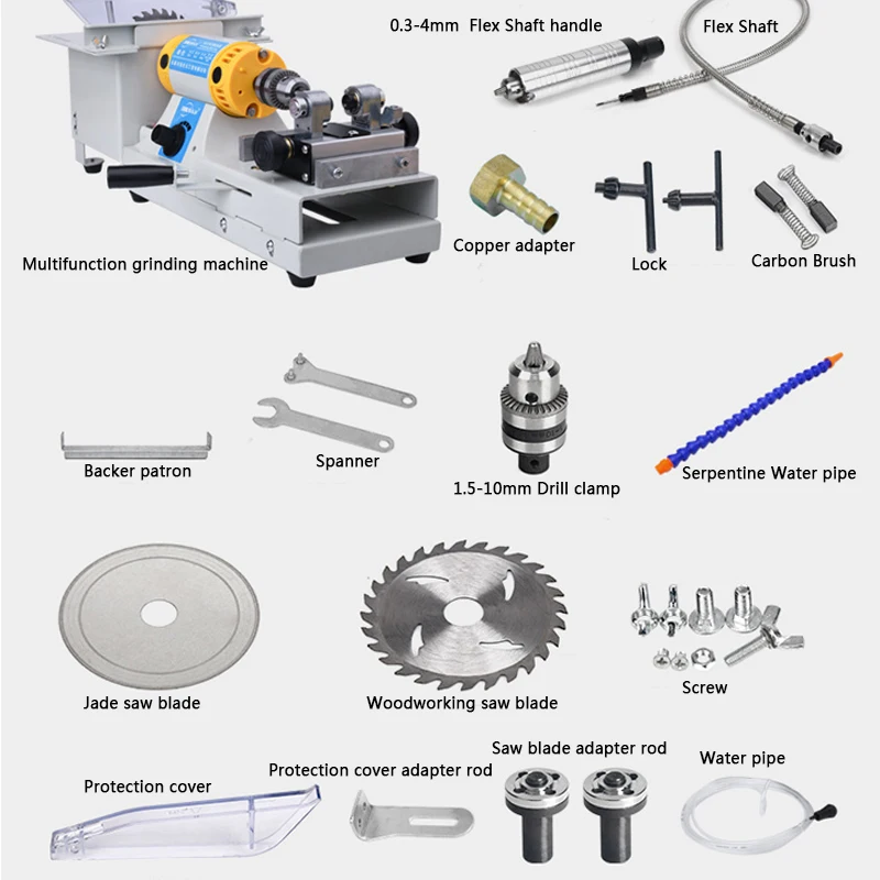 Полировщик резки для шлифовки и резьбы машина пильный станок Многофункциональный верстачный шлифовальный станок сверлильный станок для нефрита для резьбы по дереву металла DIY
