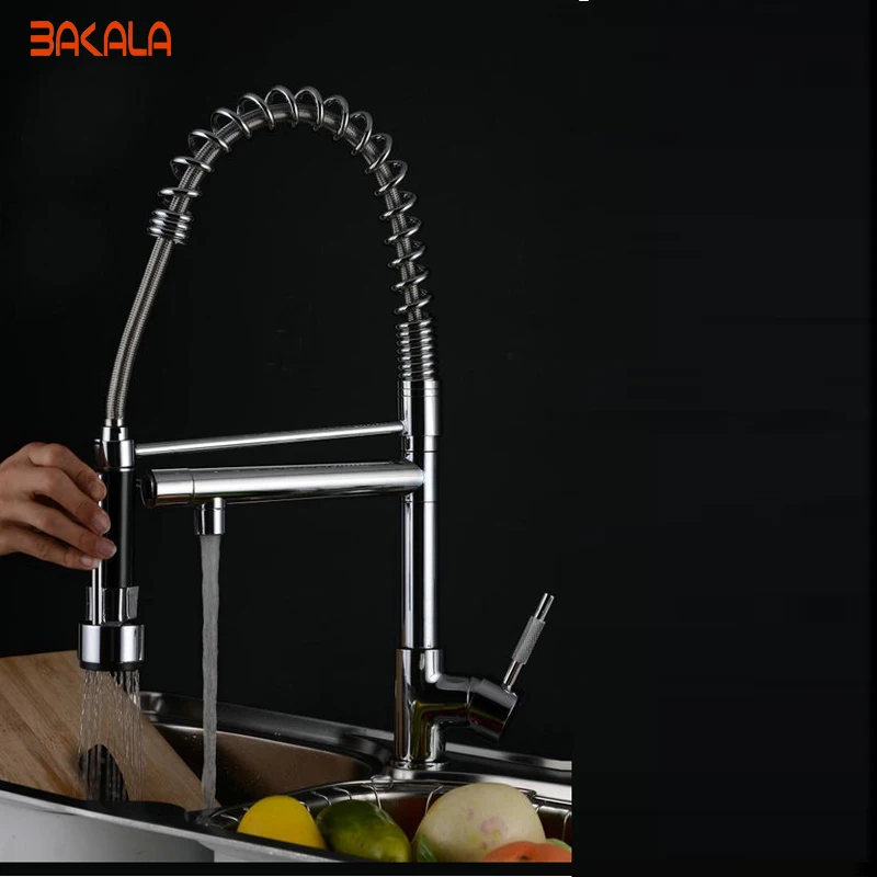 High quality fashion latest new style brand Torneira Cozinha kitchen faucet pull out spray tap dual flow sink spring mixer