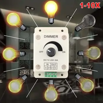 

10PCS 12V-24V 8A Adjustable Controller LED Dimmer Switch For Dimmable Light Bulb Lamp Single Color PWM LED Dimmer Wholesale