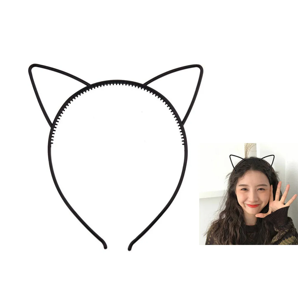 

Girls black cat ear head bands fashion Lady Hairband Simple Self Headband Baby birthday party Hair Accessories for Women hoop