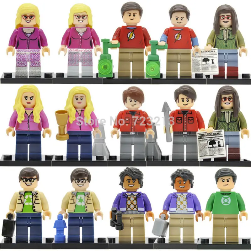 

7pcs TBBT Figure Set Sheldon Leonard The Big Bang Theory Bernadette Rajesh Howard Amy Penny Building Blocks Set Model Bricks Toy