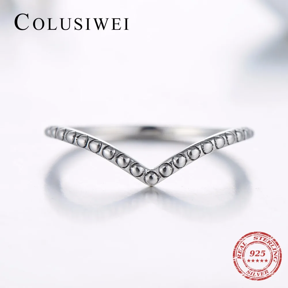 COLUSIWEI, 3 стиля, настоящее 925 пробы, серебряное, простое, модное, геометрическое кольцо, Штабелируемый палец, прозрачное, свадебное ювелирное изделие для женщин, кольца