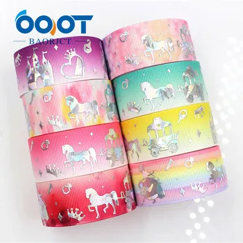 

OOOT BAORJCT G-18512-187,10yard 25 mm laser Silver cute cartoon Printed grosgrain ribbon DIY handmade headdres wedding gift wrap