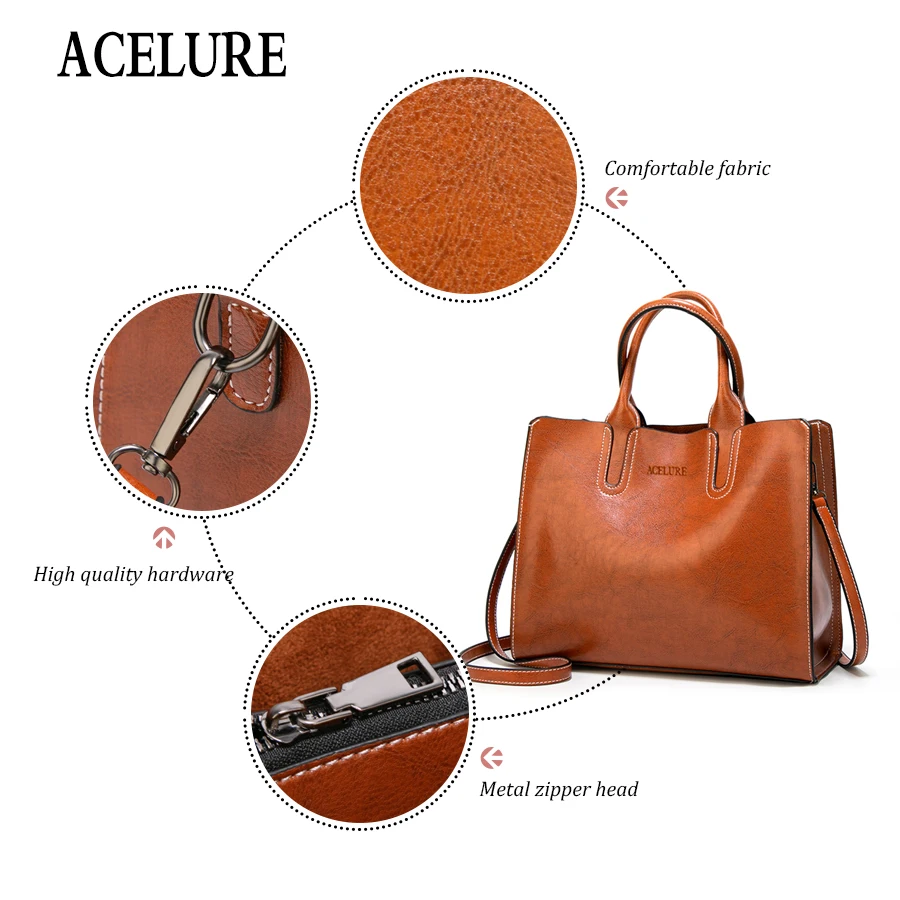  ACELURE Women Shoulder Bag Simple Handbags Famous Brands Big Trunk Tote Vintage Ladies crossbody ba - 32835701534