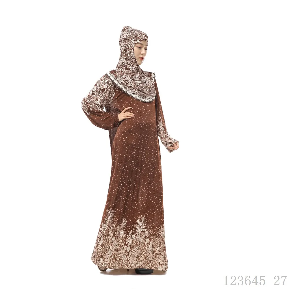 Хиджаб размера плюс + абайя мусульманское летнее платье с длинным рукавом Ropa Musulman Mujer jilbabe исламское платье с цветочным принтом Турецкая