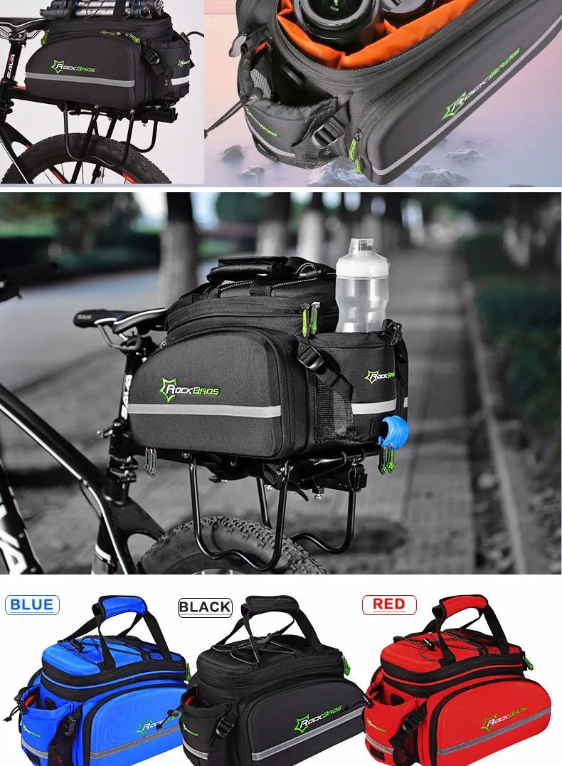 Flash Deal ROCKBROS Trunk Pannier Package Pack Cycling Bike Rear Saddle Pack Bag Multi-function Bike Bicycle Rear Carrier Bags Rear Pack12L 1