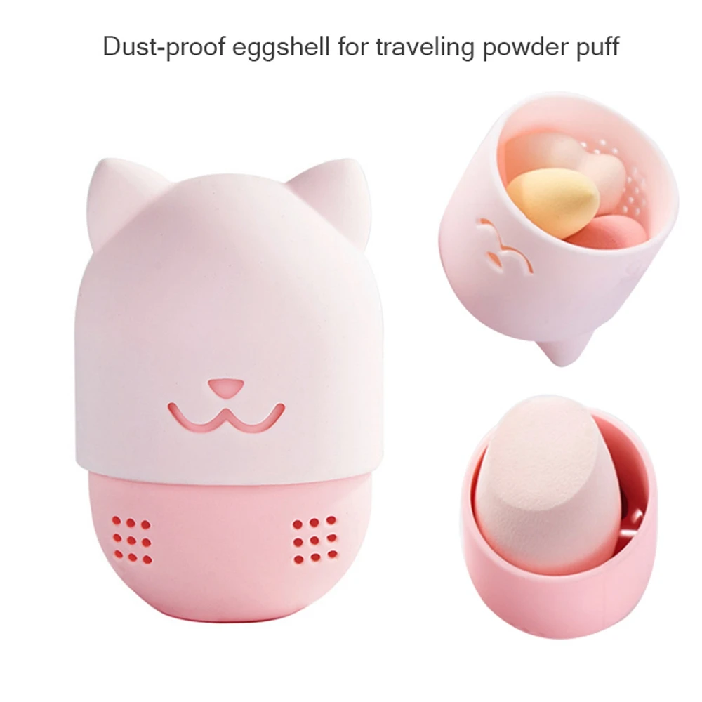 Cute Eggshell Silicone Makeup Sponge Holder Travel Sponge Carrying Case Beauty Foundation Blending Sponge Holder Storage Box