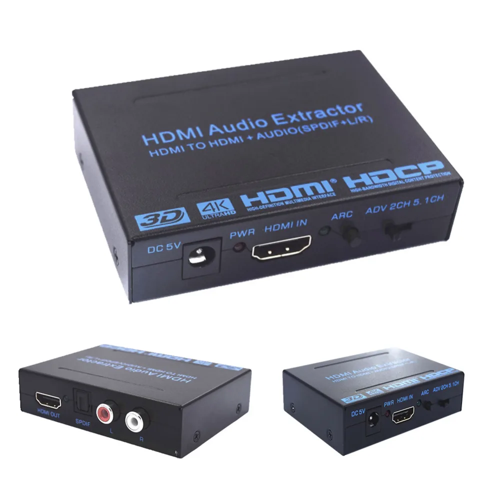 

2017 New HDMI Audio Extractor Converter Adapter SPDIF + R/L 4K ARC EDID Setting Audio Extractor 4K*2K with power adapter