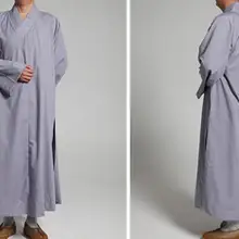 Унисекс Лето и весна буддизм монахи костюмы Длинные robeuniforms abbotnun боевые искусства gownmeditation lay одежда серый