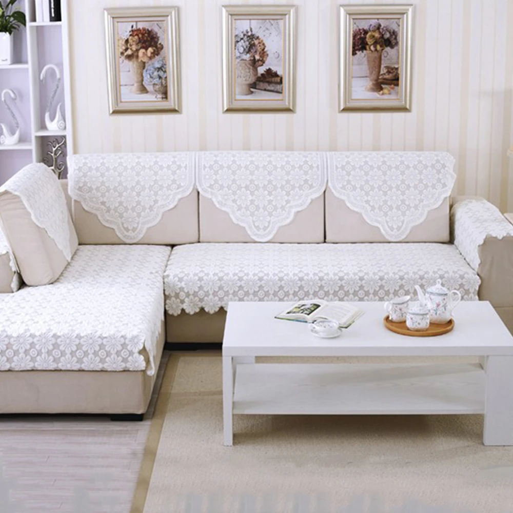 

RAYUAN Europe Type White Lace Sofa Cover Sofa Backrest Towel Armrest Towel Multi-functions Sofa Towels Livingroom Decor