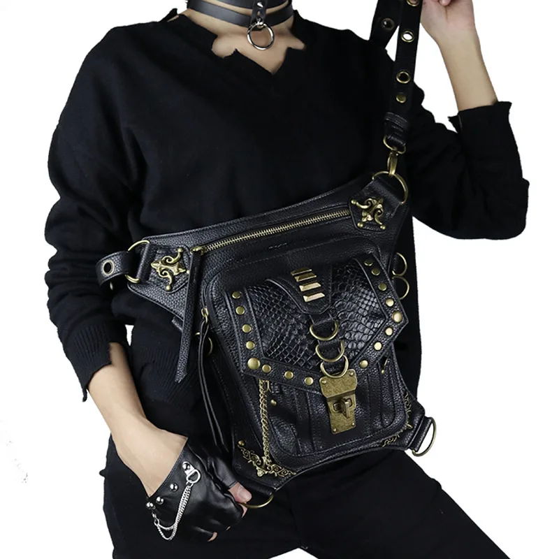 Norbinus Женская стимпанк сумка на бедро Готический женский пояс на бедра сумка панк рок мужские сумки через плечо мотоциклетная сумка на плечо