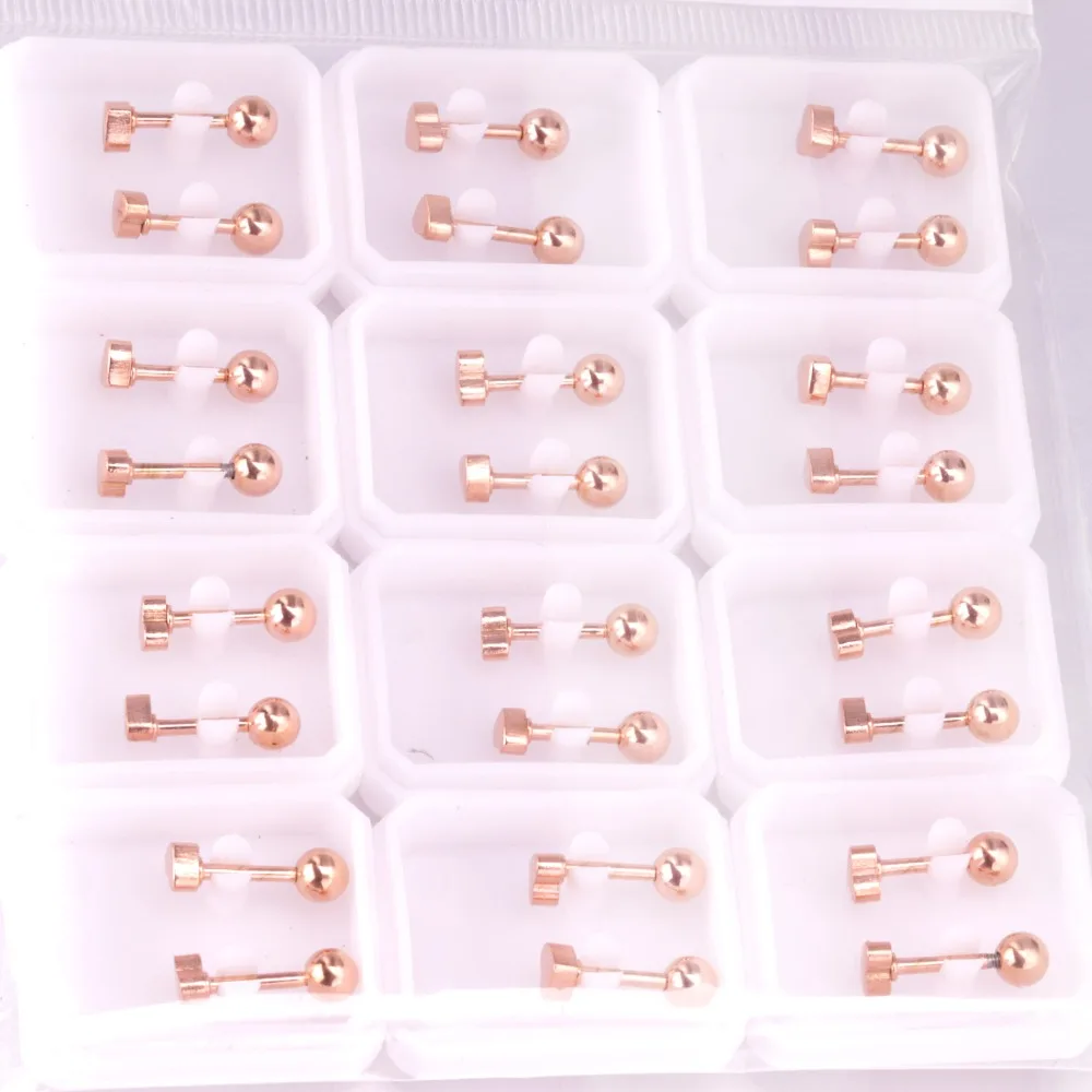 LUXUKISSKIDS 12 пар/лот модные Завинчивающаяся задняя крышка серьги 4 мм Женская мода из