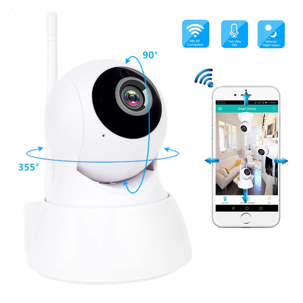 

IP Camera 720P HD Wireless Wi-Fi Home Security Camera Baby Monitor Night Vision CCTV Surveillance Support Two Way Audio SD Card