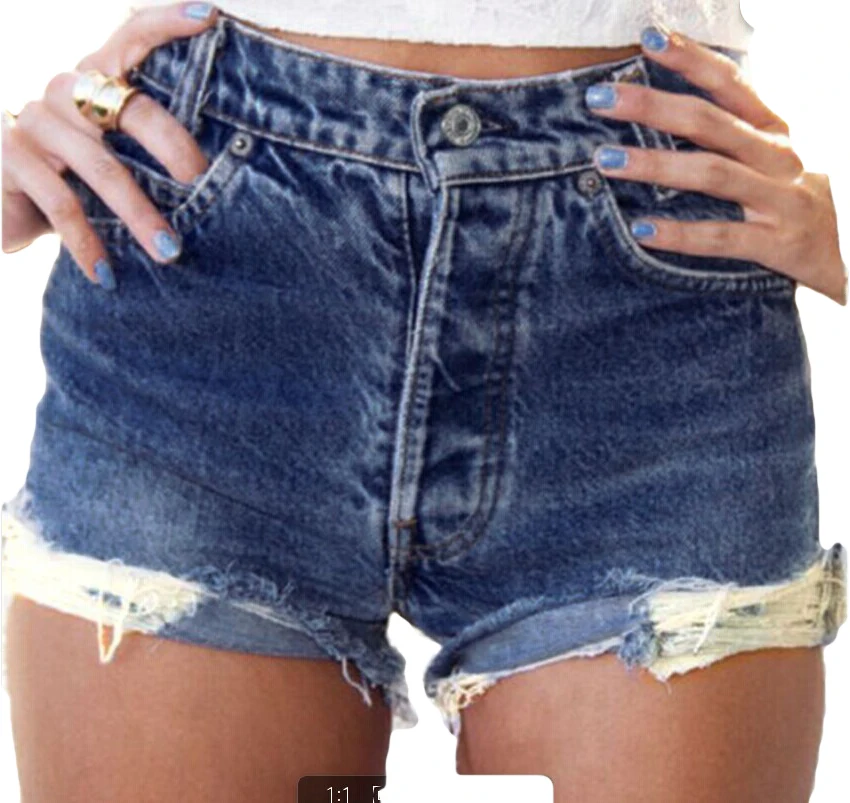Новые поступления модные женские с высокой талией короткие джинсы для девочек женские рваные короткие джинсы джинсовые короткие брюки