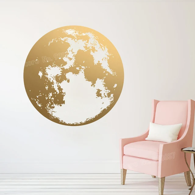 moon wall decal bedroom gold unique modern decor art stickers