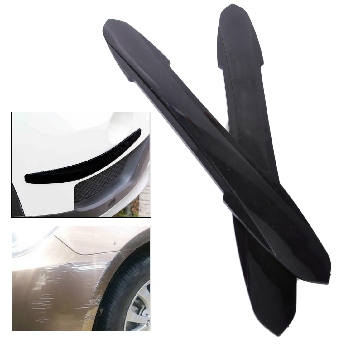 2X Rubber Carbon Fiber Car Bumper Protector Corner Guard Front Rear Anti-Scratch