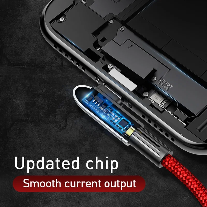 Baseus كابل يو اس بي ل فون XS ماكس XR X 8 7 6 6 S SE باد 2.4A سريع شحن شاحن سلك الحبل 90 درجة بيانات الهاتف المحمول كابل