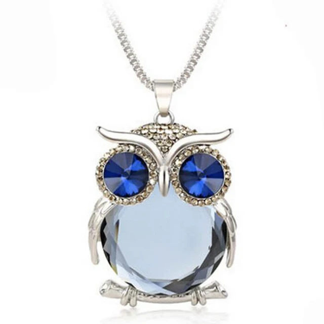 Halskette Anhänger große Kristall Eule gothic Tier rinhoo vintage Modeschmuck