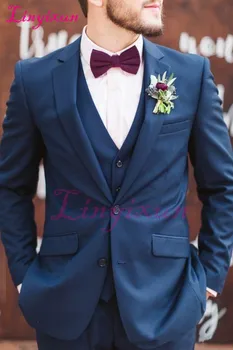 

Linyixun High Quality One Button White Groom Tuxedos Groomsmen Notch Lapel Best Man Blazer Mens Wedding Suits
