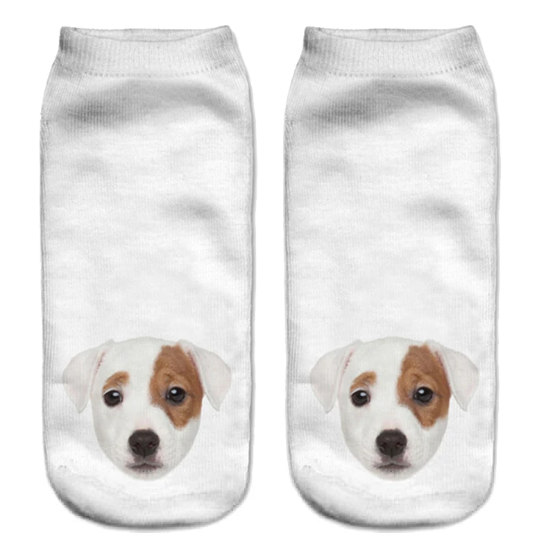 Лидер продаж, женские носки с 3D цифровой печатью, женские носки унисекс, модные милые короткие носки, женские низкие ножные носки с принтом милой собаки