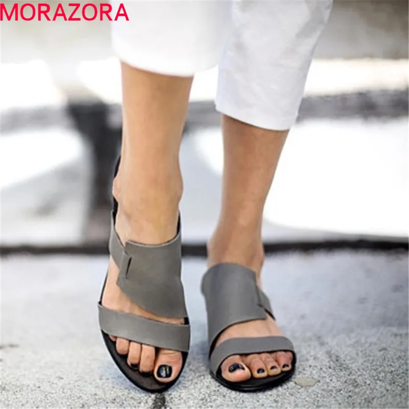 MORAZORA/Новинка 2019 года женские босоножки однотонные летние туфли простая модная
