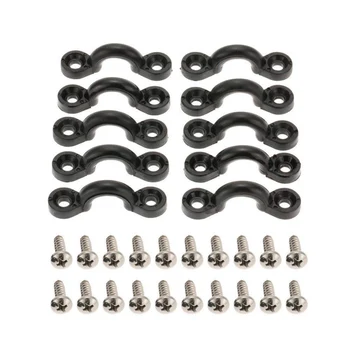 

10pcs C-Shaped Nylon Bungee Deck Loops Tie Down Pad Eye with 20 Screws for Boat Kayak Deck Rigging Kit Boat Kayak Accessories