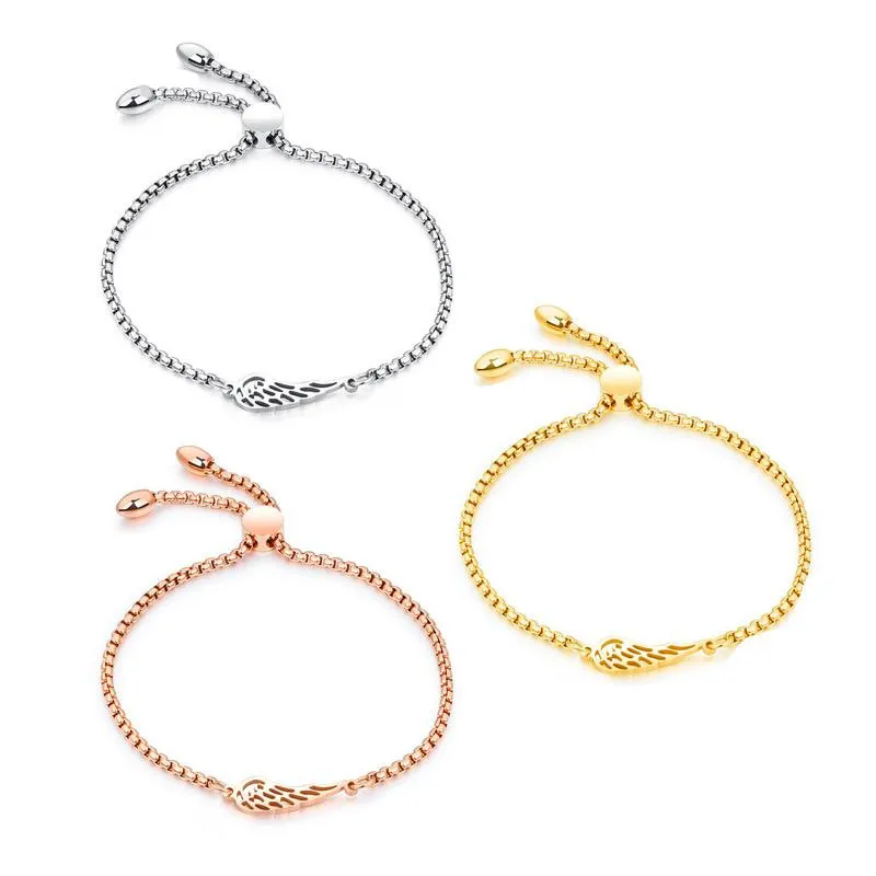 

Doreen Box New Fashion Stainless Steel Silver/Gold/Rose Gold Color Hollow Out Wings Pattern Adjustable Bracelet Women Jewelry