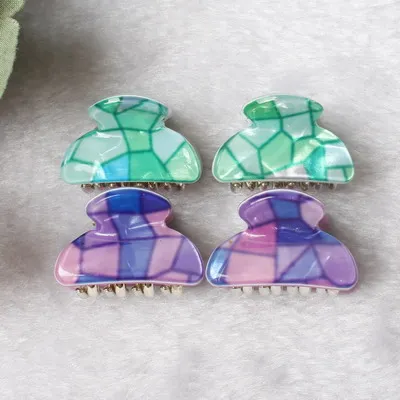 Q2 Color 2 см коготь для волос, модные аксессуары для волос, мини акриловые заколки для волос, захват, корейская детская 4 когтя, маленькая пластмассовая заколка для волос, зажим - Цвет: Q2 Color