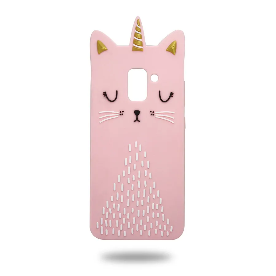 For Samsung Galaxy A5 2018 A530 Cute 3D Cartoon Golden Horn Cat Soft Silicon Phone Back Cover Case for A8 cases Capa |