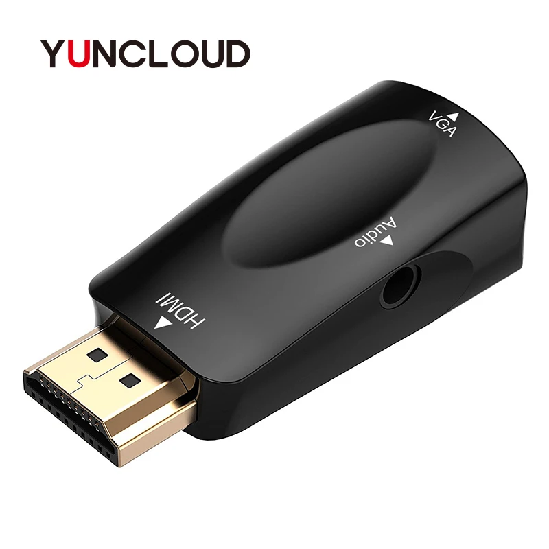 YUNCLOUD вход HDMI мужчин и женщин VGA 3,5 аудио 1080 P видео адаптер конвертер переключатель с Aux кабель