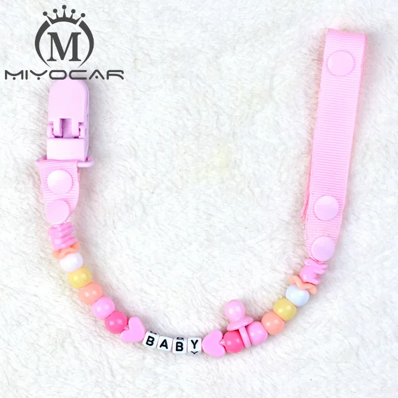 MIYOCAR Персонализированные-любые розовые бусы с pinkGrosgrain соска зажимы держатели для сосок цепи фиксатор/зажим для прорезывателя