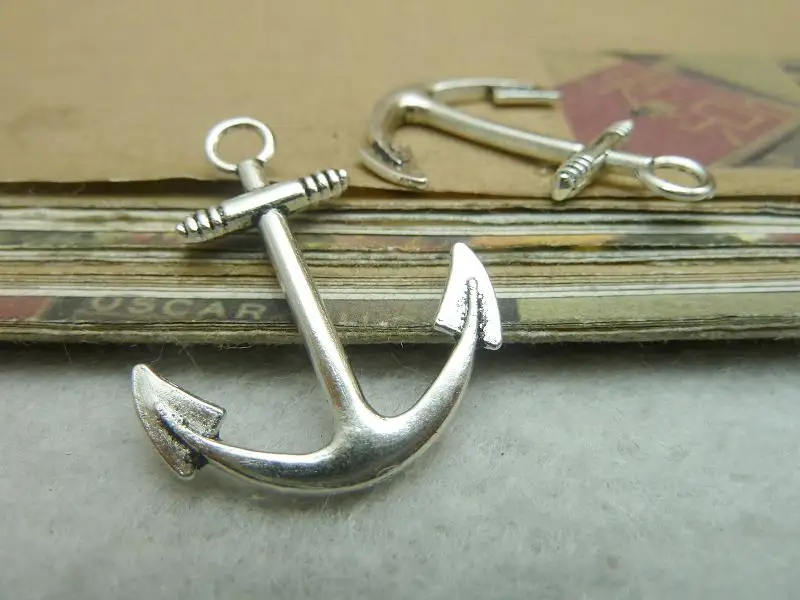 30Pcs 25*31mm Antique Silver Vintage Anchors Charm Pendant Jewelry