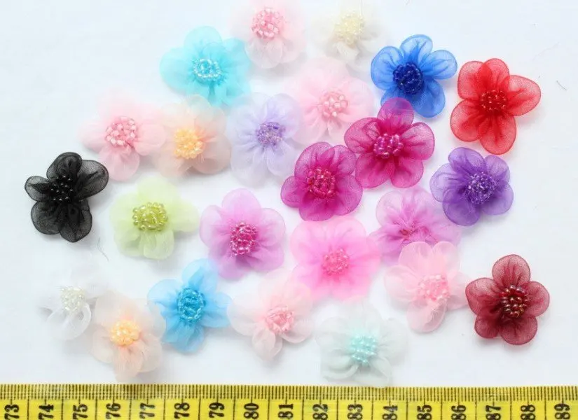 300pcs handmade Organza Flowers in variety colors 24mm wholesale free