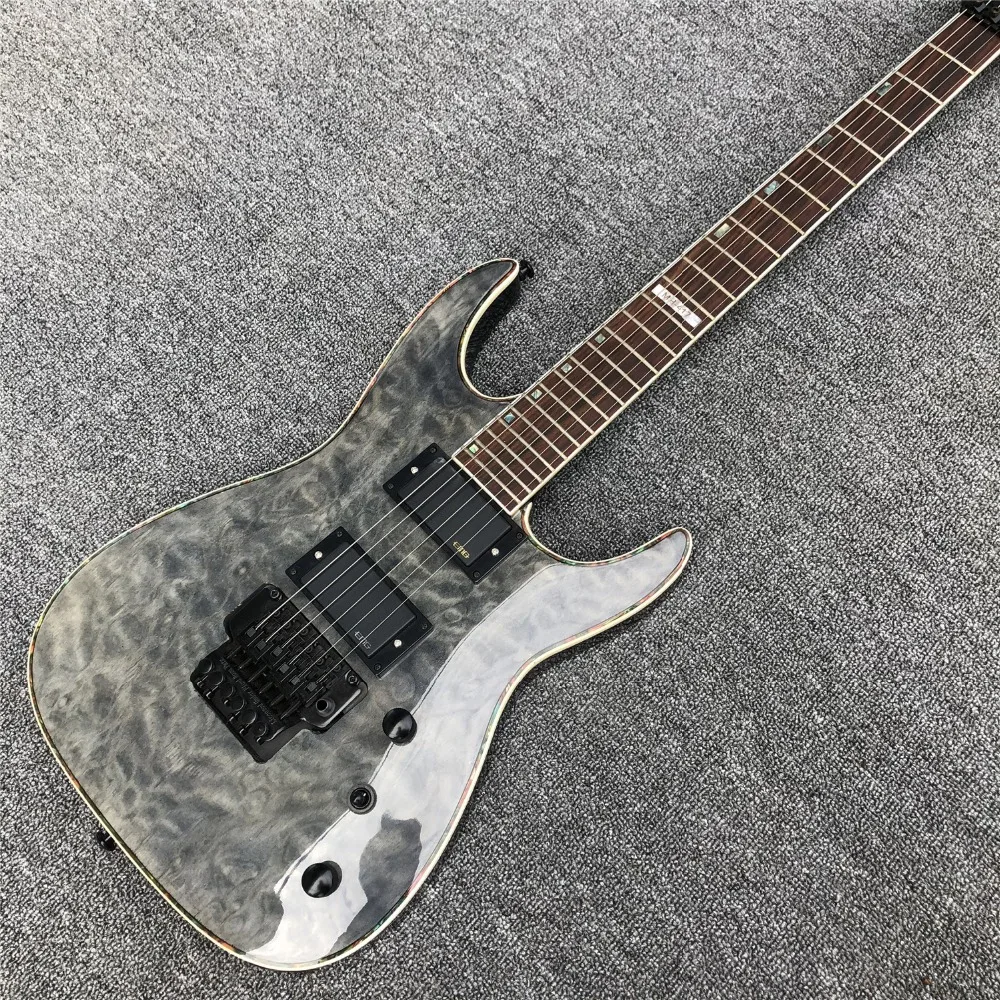 

NEW Flamed maple top 7 strings Electric Guitar,Floyd Rose Bridge EMG pikcup Black color solid Guitarra Electric