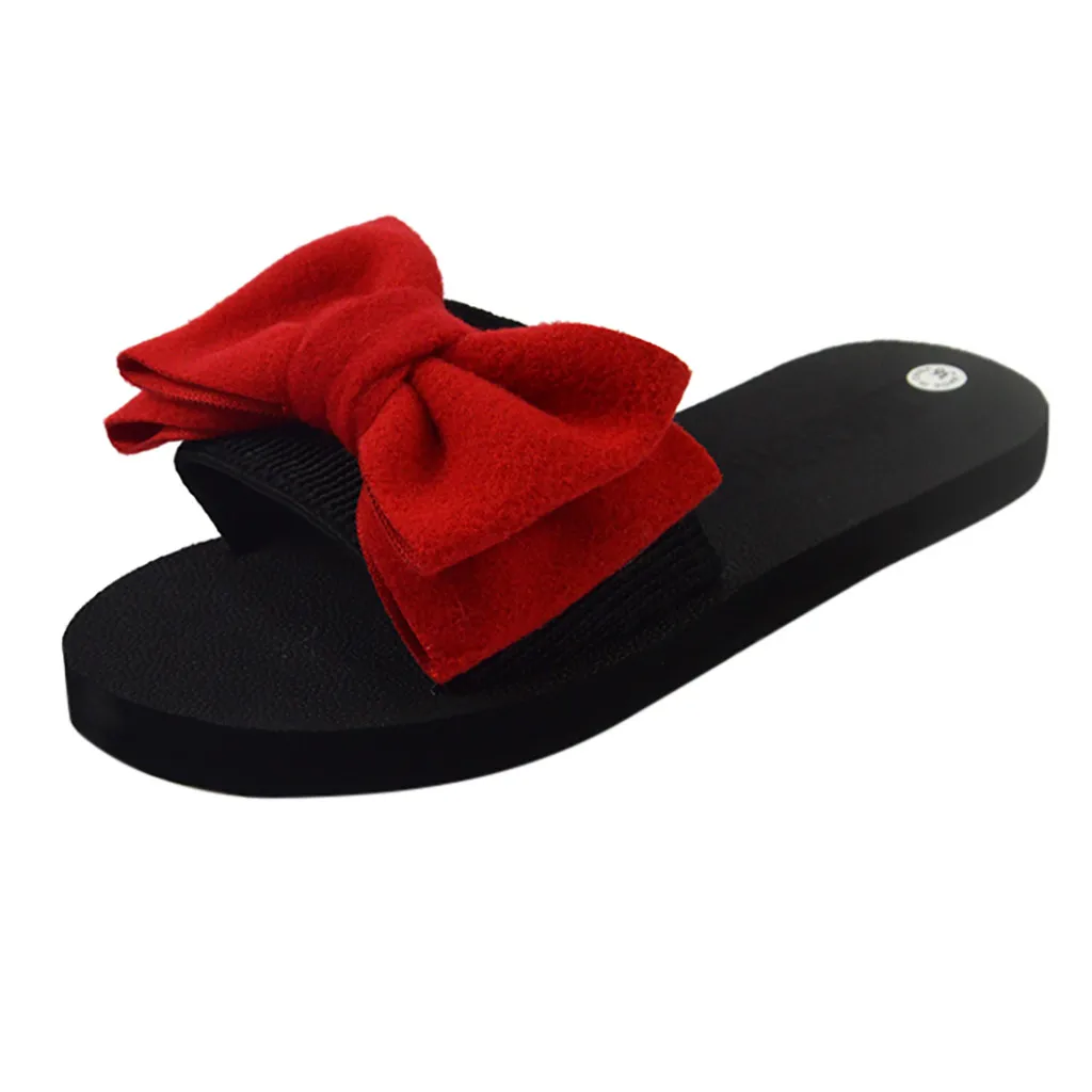

Women fashion Bohemian Bow Flat Slippers female Summer Casual Large Size Sandals ladies Slip Beach Shoes zapatillas verano mujer