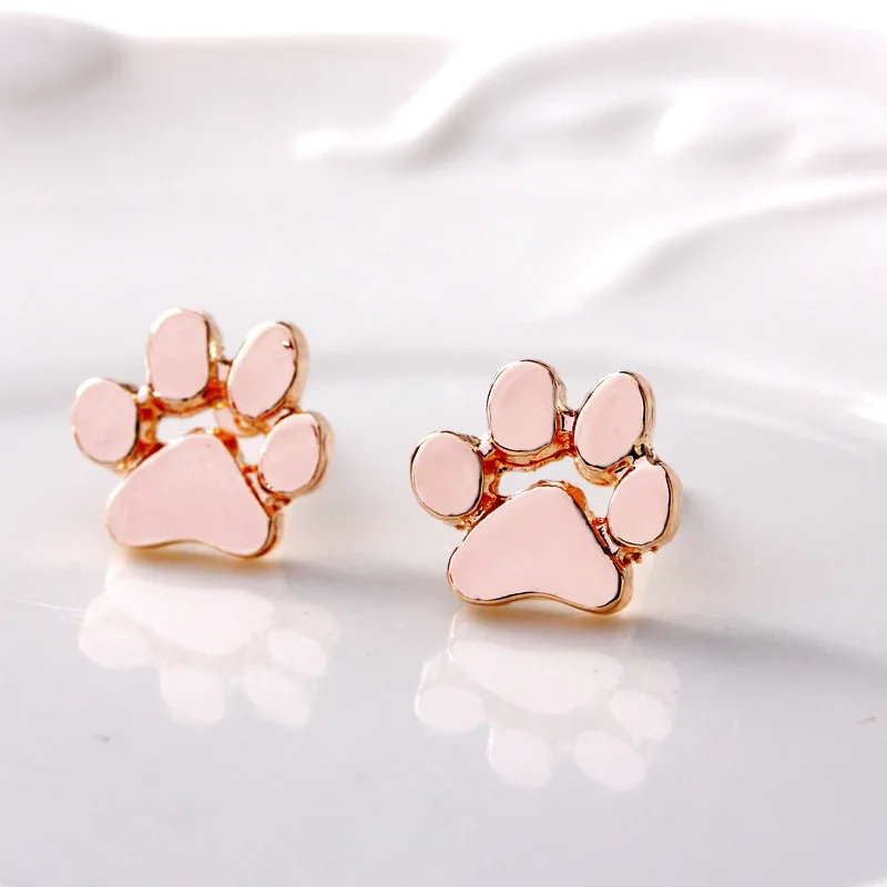 Мода собака Коготь Paw Серьги гвоздики модные милые животные след для Для женщин