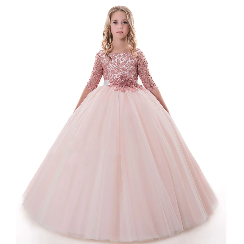 Великолепное платье с цветочным узором Вечерние и свадьбу для 2-14 лет, подростковое платье принцессы с открытой спиной и бантом из ленты