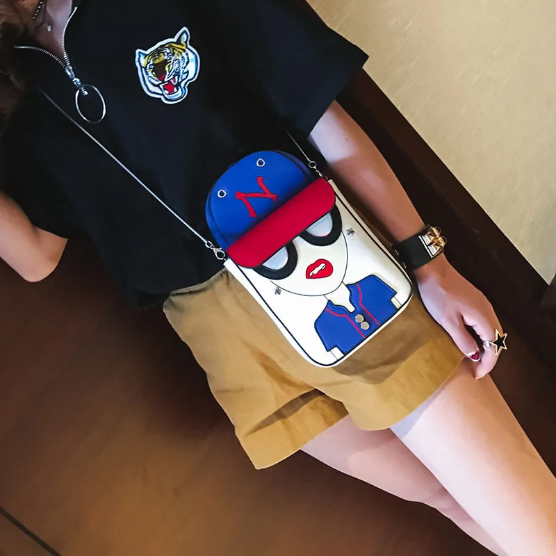 

New Vintage Patchwork Flap Bag Glasses Beauty Clutch Purse Lady Tote Handbag Chain Shoulder Messenger Bag