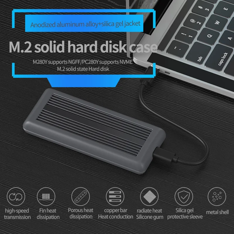 NVME NGFF M 2 ssd cases type c port heat dissipation aluminum ssd high speed transmission 4