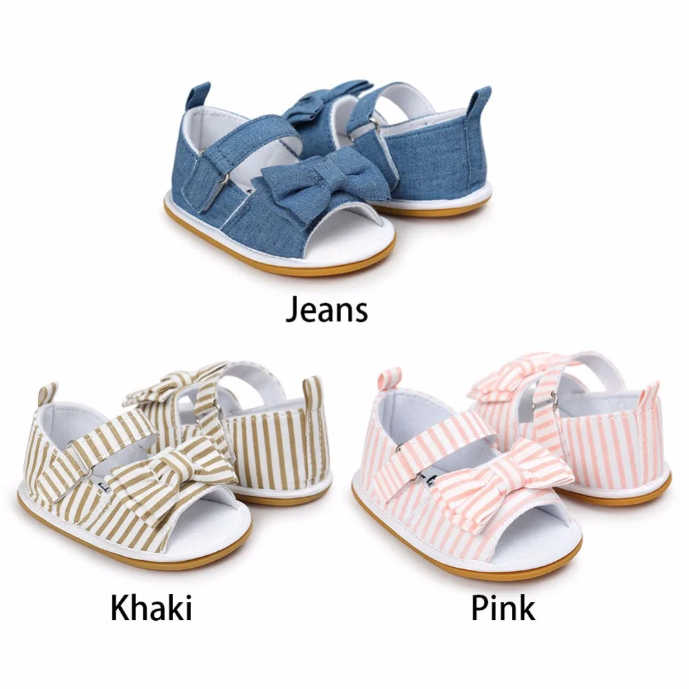 

New Cute Baby Toddler Boy Girls Butterfly-knot Stripe Sandals Portable Ultra Comfortable Soft Shoes Cool Summer Footwear #272643