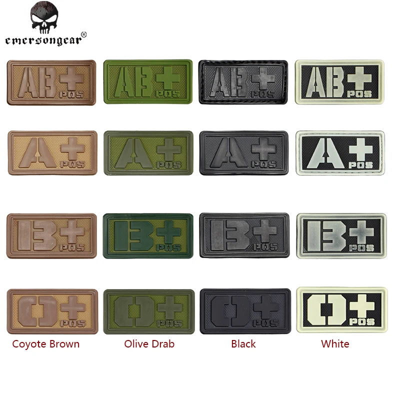 

Emersongear PVC Patch Blood Type A B AB O MOLLE Military Airsoft Equipment Wargame Green Black Coyote Brown