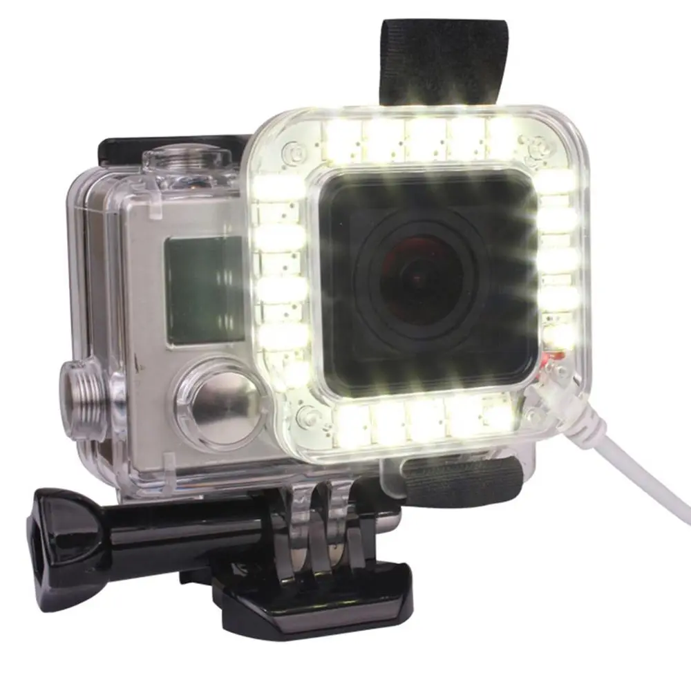

USB 20 LED Lens Ring Flash Fill Light Lamp for GoPro Hero 3 3+ 4 Camera Housing Lens Mount