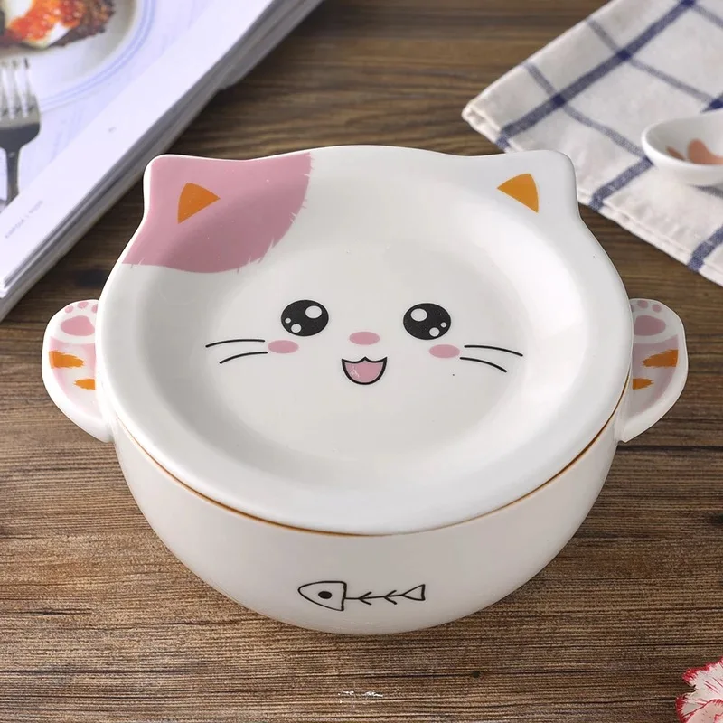 3 шт/набор керамических тарелок, вилки, ложка, столовая посуда, набор для кормления, набор керамической детской посуды с рисунком - Цвет: bowl1