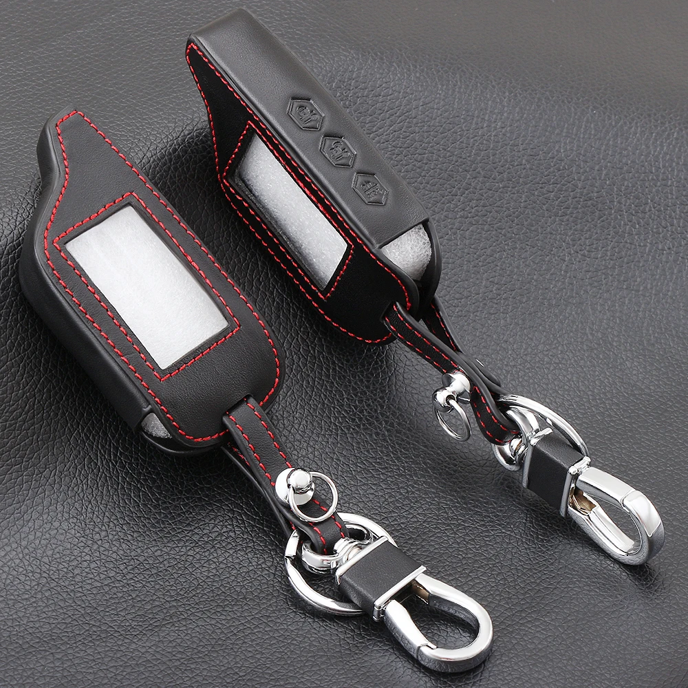 

3 Buttons Leather Car-Styling Key Cover Case For Starline B9 B6 A91 A61 Twage Two Way Car Alarm System keychain