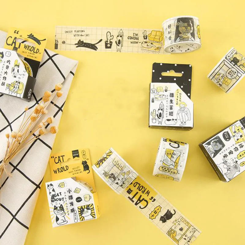 

1 Pc new hot cute 3cm wide Cartoon Comic book about cats Decoration Washi Tape DIY Planner Diary Scrapbook Masking Tape gift