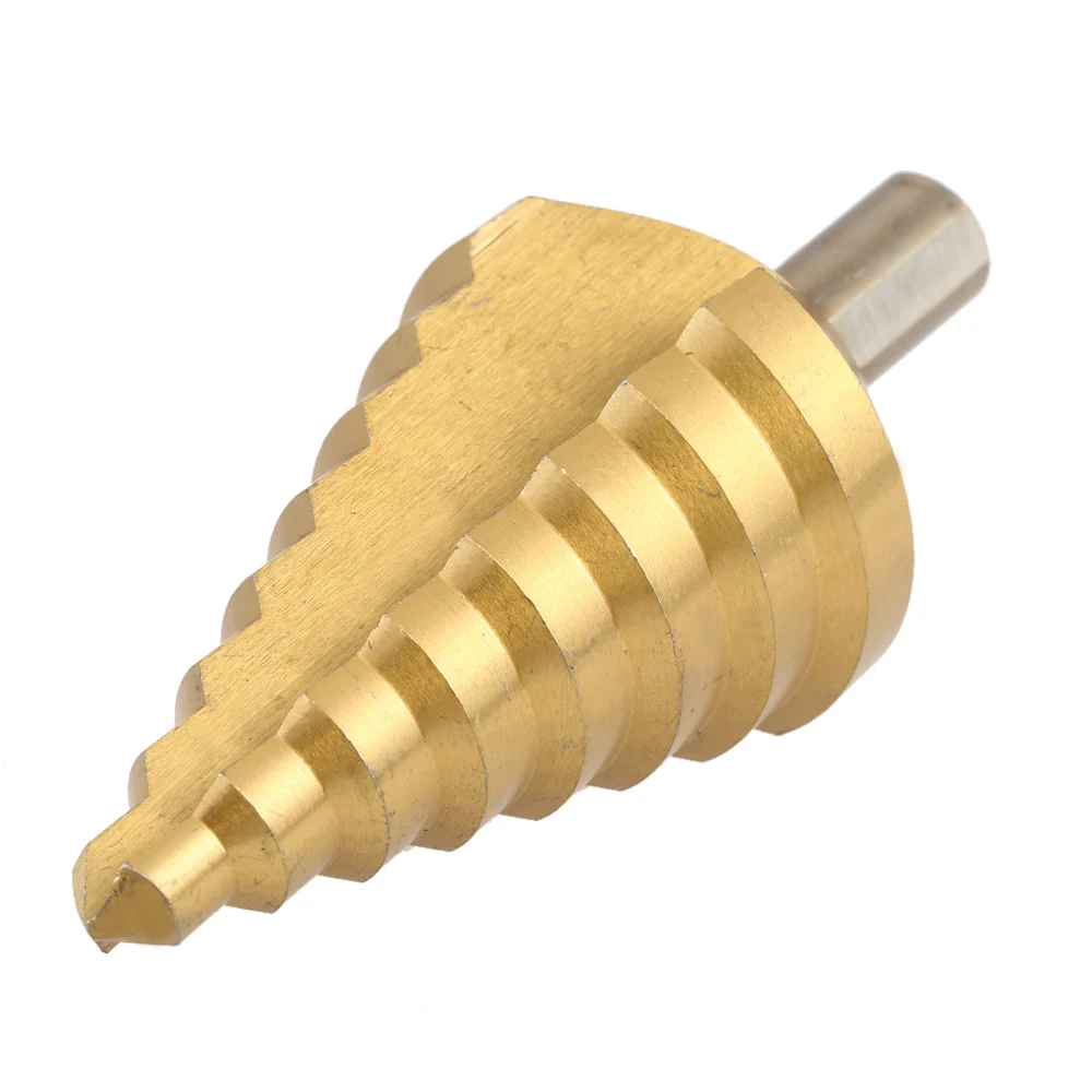 10-45mm drill bits Titanium Plated HSS Straight Flute Step Drill bit metal Pagoda drill bit set Essential Hole Cutting wood tool 10-45mm drill bits Titanium Plated HSS Straight Flute Step Drill bit metal Pagoda drill bit set Essential Hole Cutting wood tool