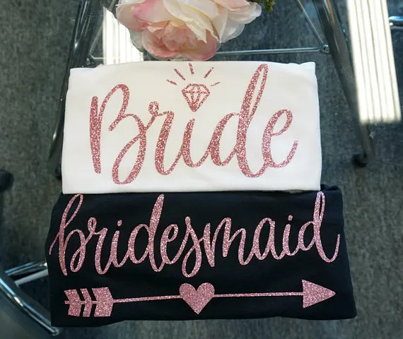 

personalized rose gold Bridesmaid wedding Bride tees Bachelorette t shirts tank tops singlets gift bridal party favors gifts