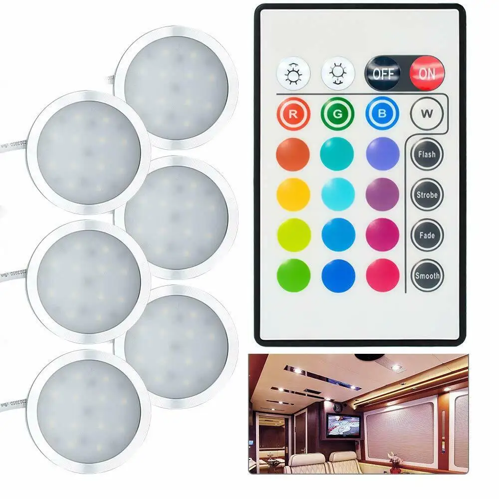 6X RGB светодиодные светильники для кухонного шкафа набор с дистанционным